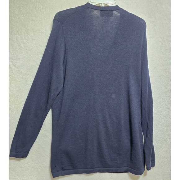 Emanuel Ungaro Navy Blue Button Front Cardigan Sweater Women's Large 100% Wool - Picture 4 of 11